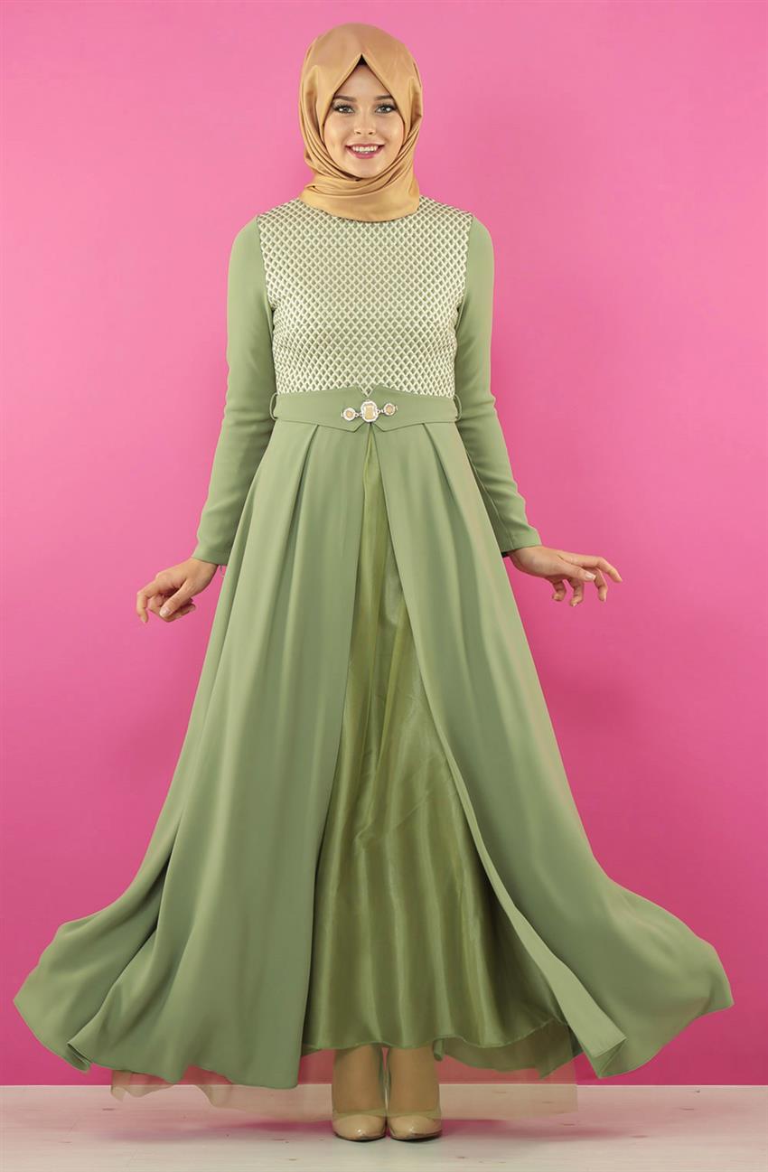 Diqish Istanbul Abiye Elbise Yesil 56019 21 E Tesettur Com Tr