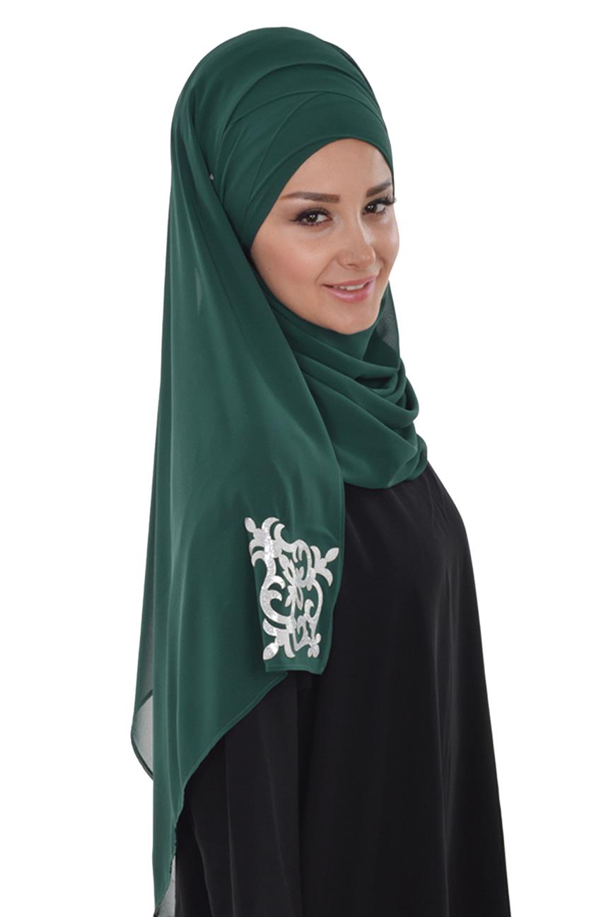 Ayse Tasarim Sifon Sal Zumrut Yesili Cps 0039 12 E Tesettur Com Tr