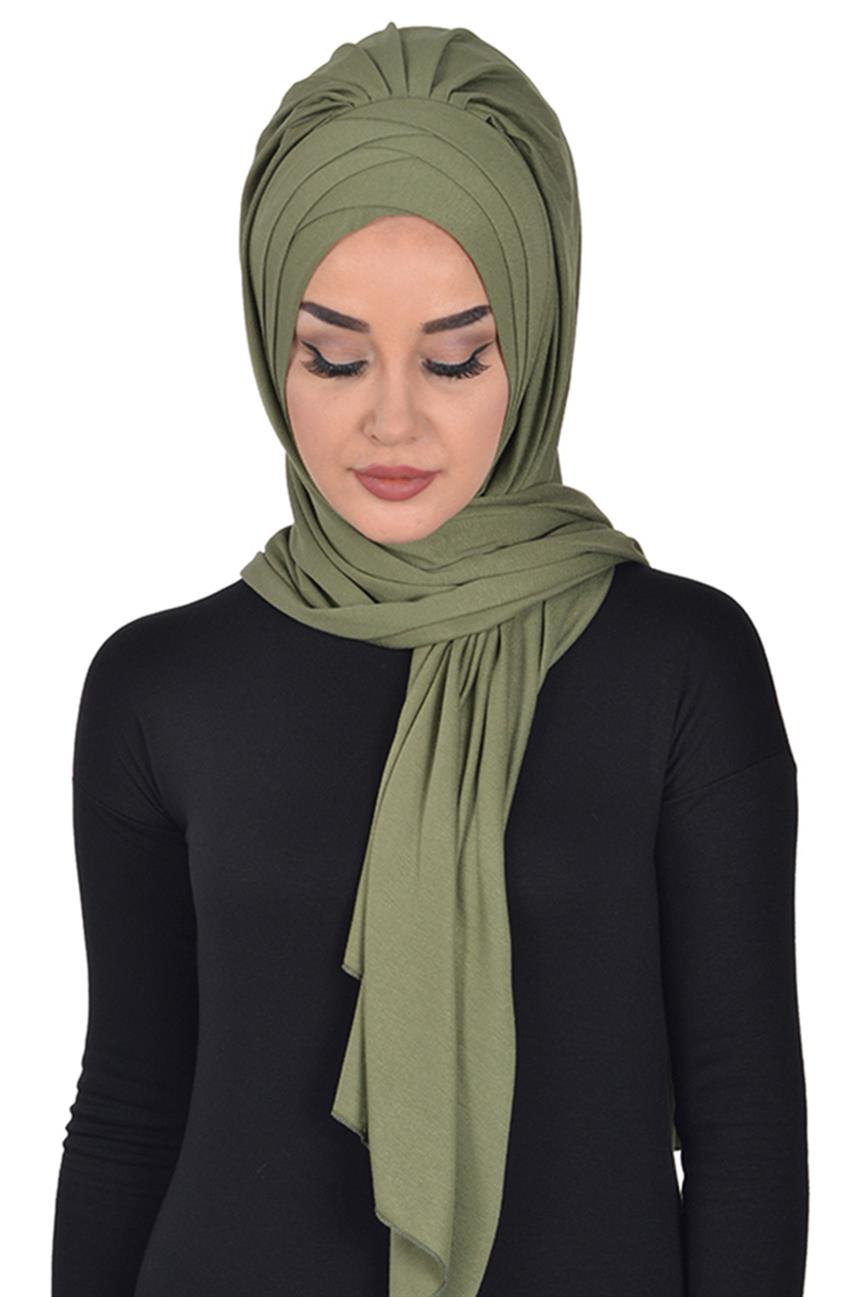Ayse Tasarim Takcik Pratik Penye Sal Haki Yesil Ps 0041 13 E Tesettur Com Tr