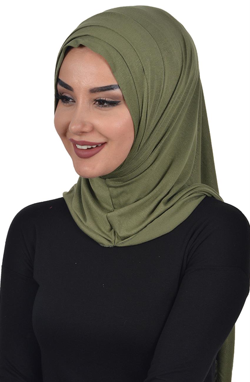 Ayse Tasarim Takcik Pratik Penye Sal Haki Yesil Ps 0042 13 E Tesettur Com Tr