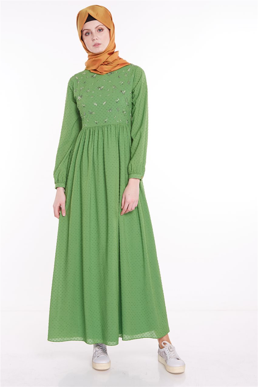 Tugba Elbise Yesil Tk M7275 22 E Tesettur Com Tr