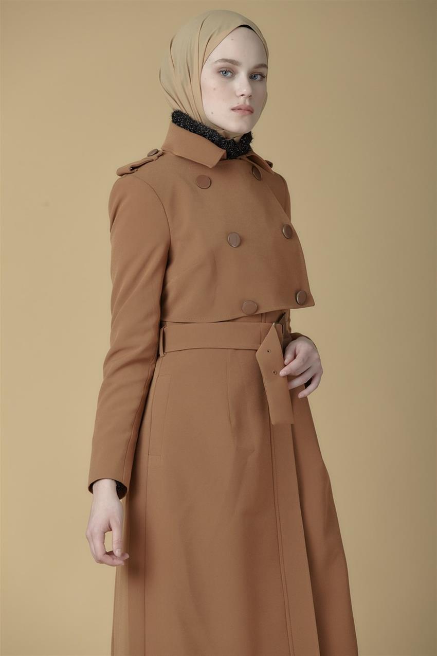Armine Armine Kemer Detayli Pardesu Camel 9k8810 E Tesettur Com Tr
